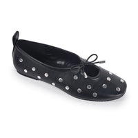 Studded Bow-Detail Ballerina Flats