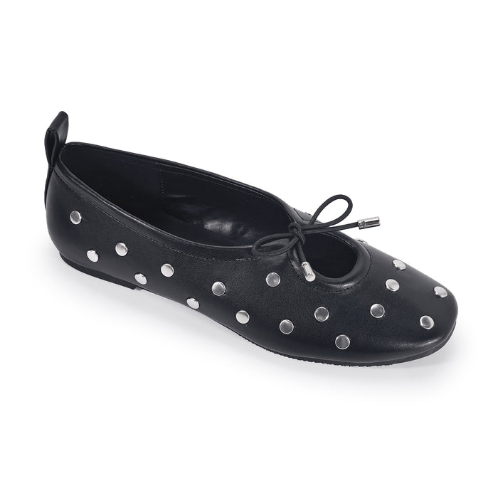 Studded Bow-Detail Ballerina Flats