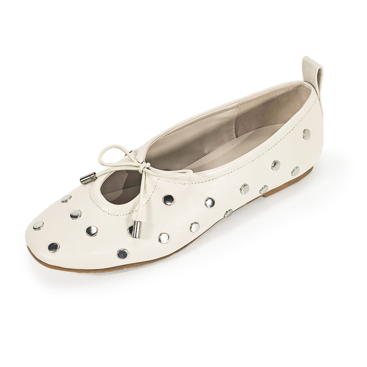 Studded Bow-Detail Ballerina Flats