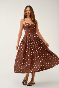 Bustier Polka-dot Midi Dress