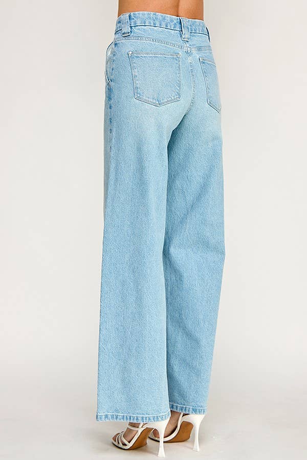 High Rise Trouser Wide Leg Jeans — Light Wash