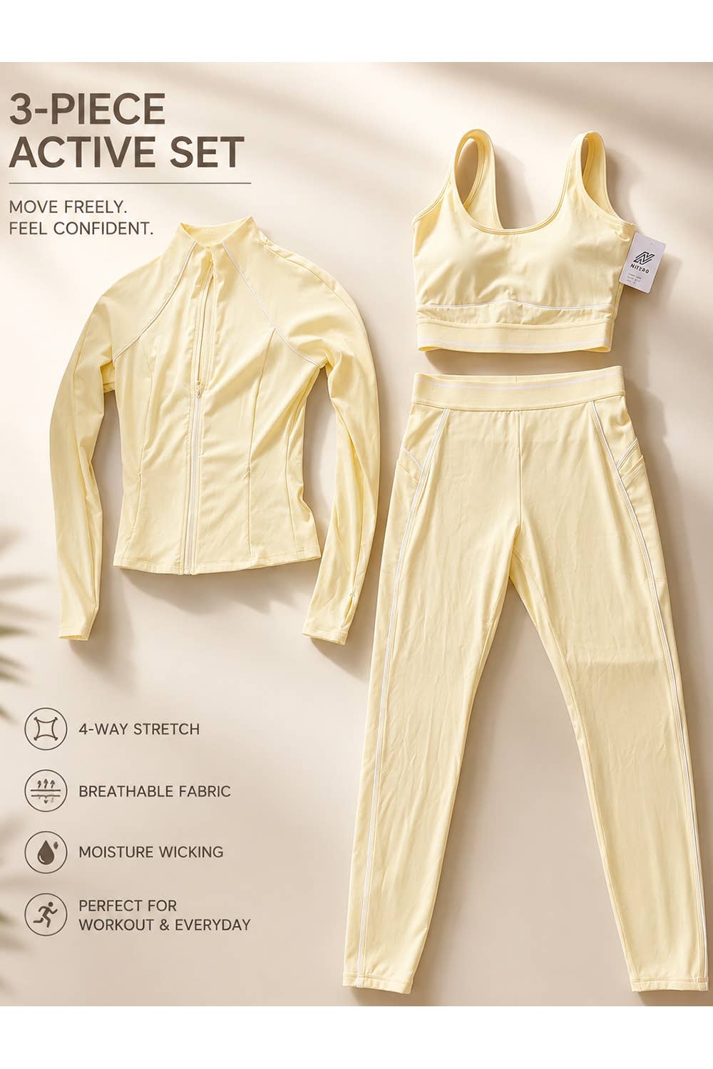 3-PIECE ACTIVEWEAR SET — SPORTS BRA, LEGGING & JACKET