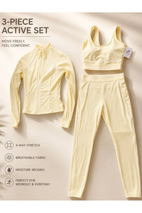3-PIECE ACTIVEWEAR SET — SPORTS BRA, LEGGING & JACKET