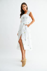 Floral Embroidered Off-Shoulder Midi Dress