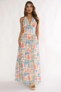 Sleeveless V-Neck Keyhole Maxi Dress