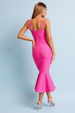 Bandage Belted Bodycon Midi Dress - PRIVILEGE 