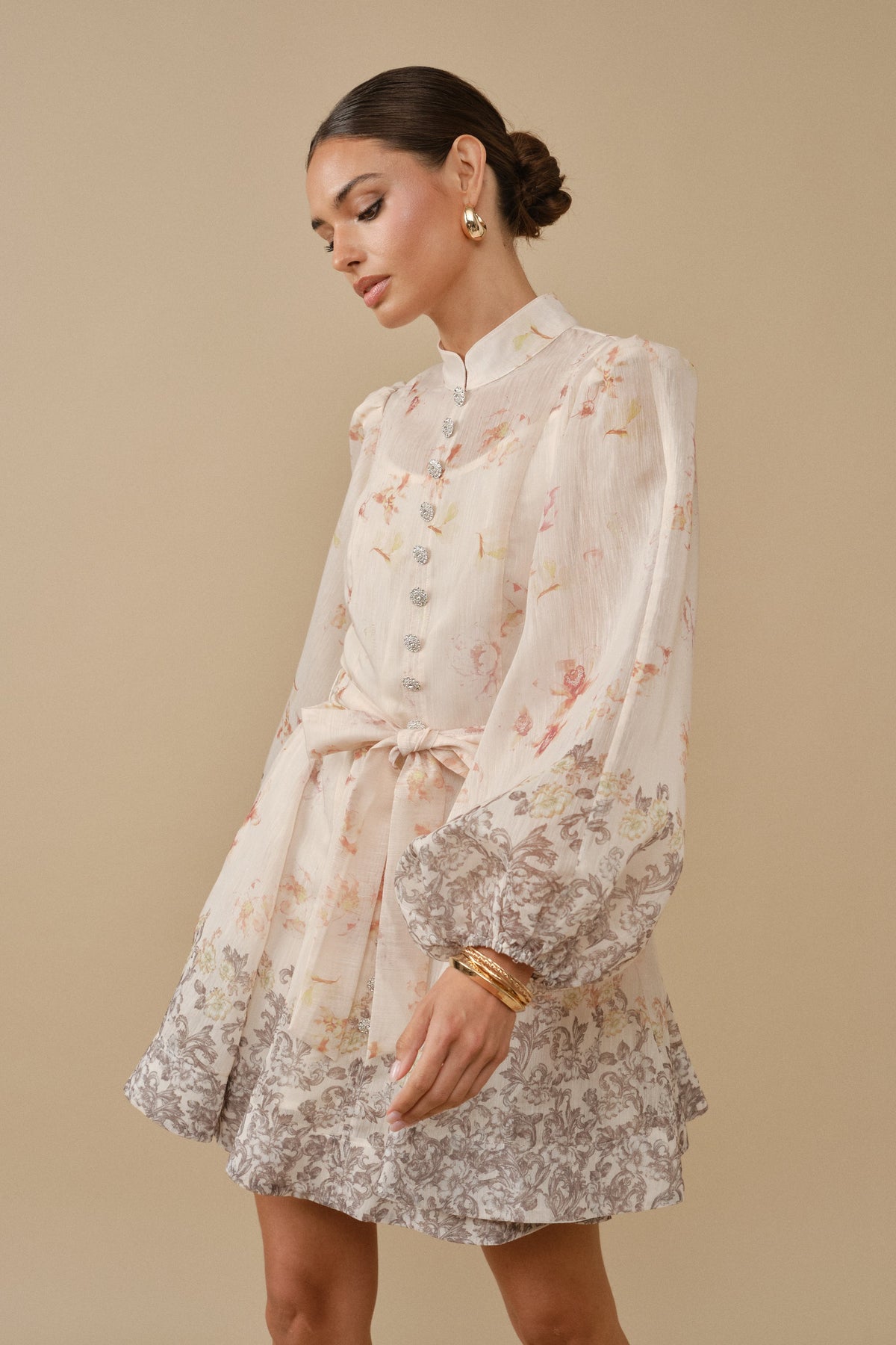 Ella Enchanted Floral & Baroque Mini Dress