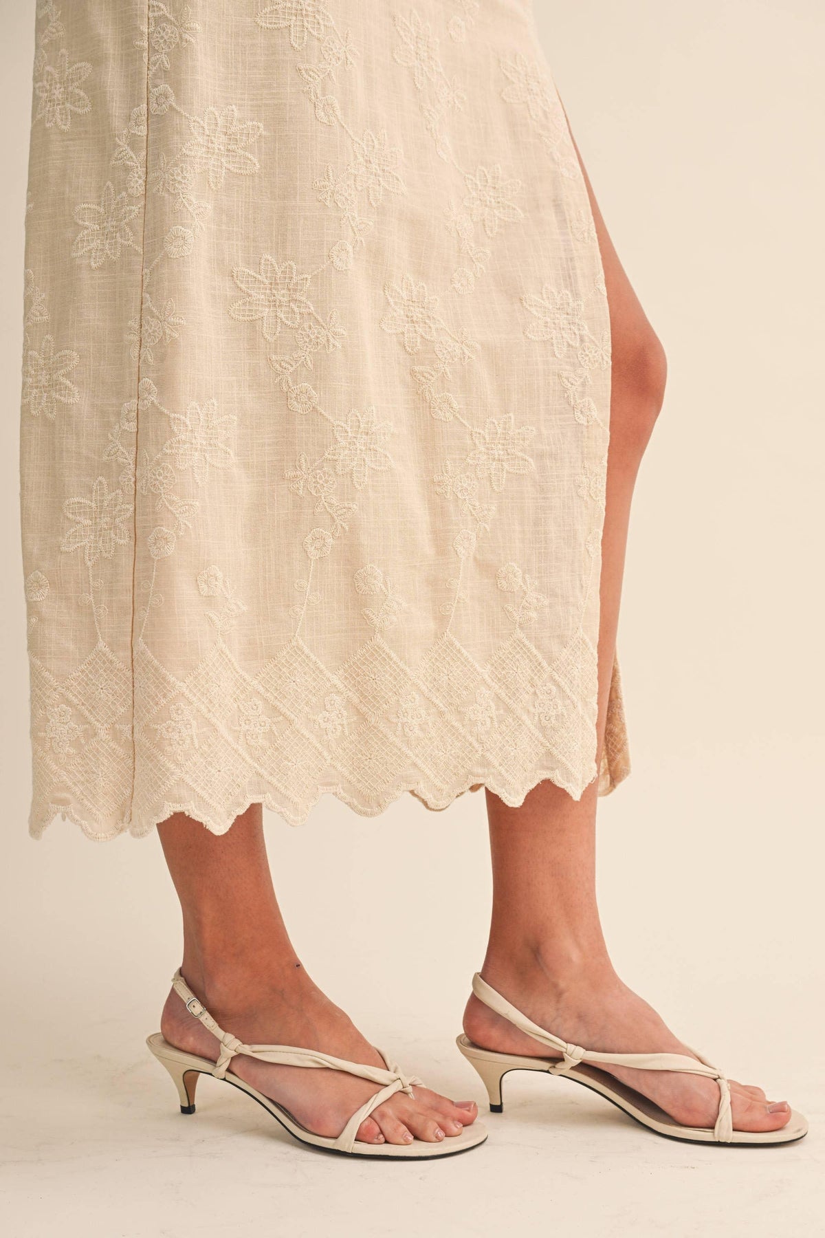 Strap Trim Midi Dress with Cut-Out Waist & Open Back