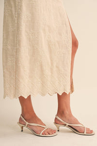 Strap Trim Midi Dress with Cut-Out Waist & Open Back