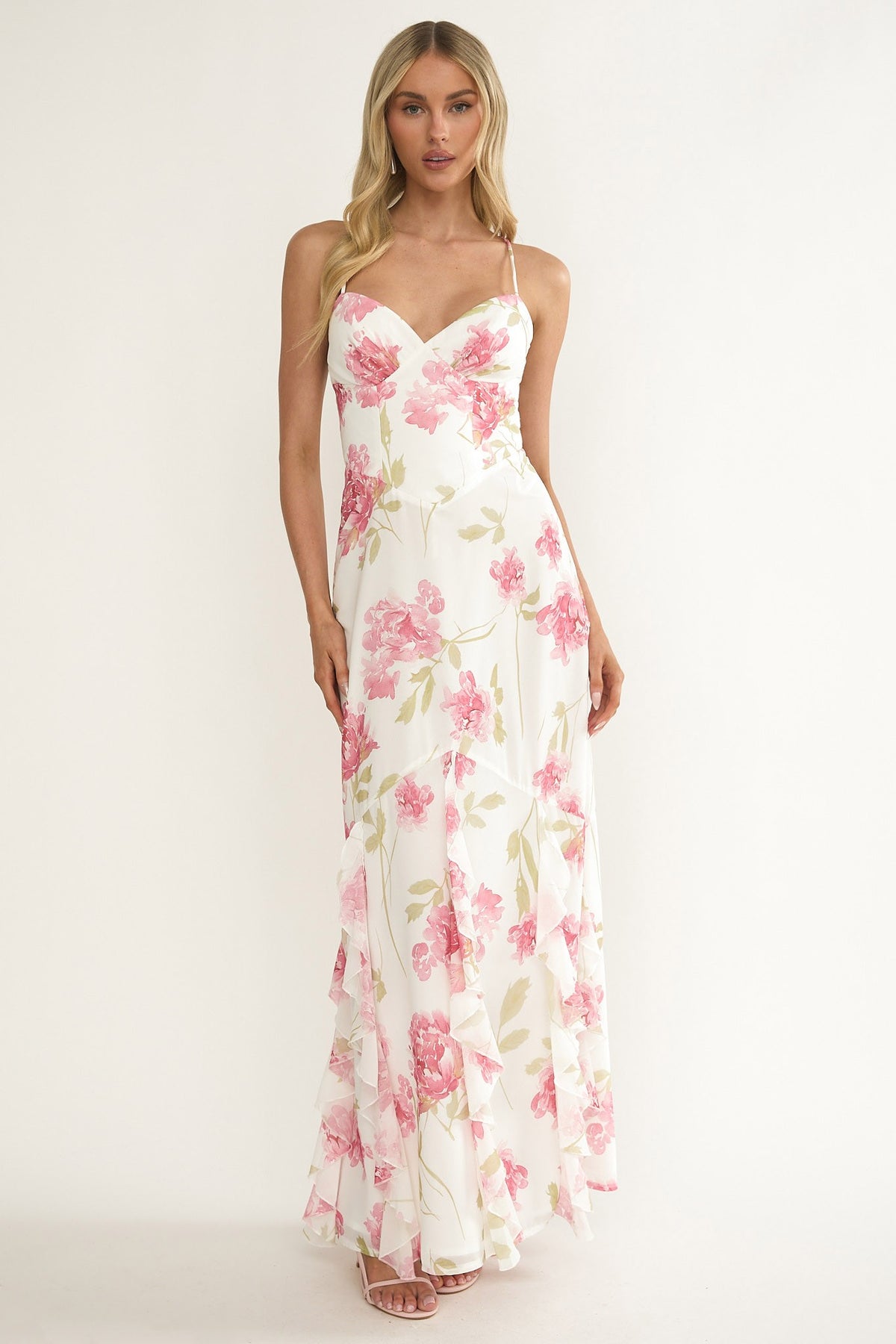 Ruffled Floral Maxi Dress