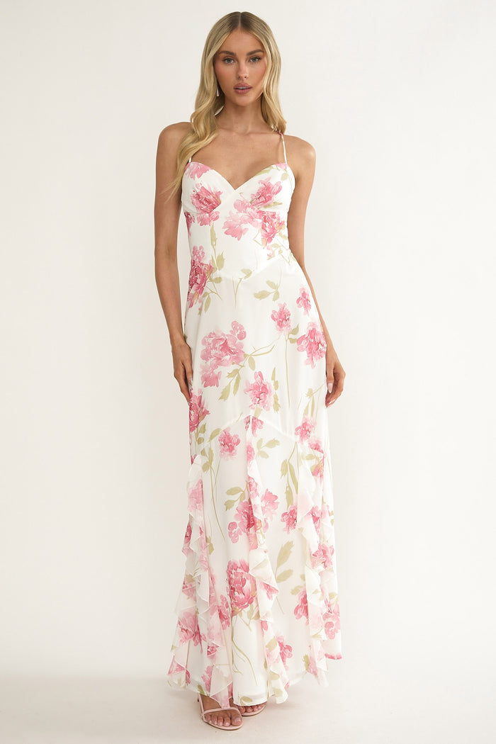 Ruffled Floral Maxi Dress