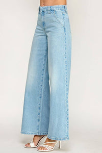 High Rise Trouser Wide Leg Jeans — Light Wash
