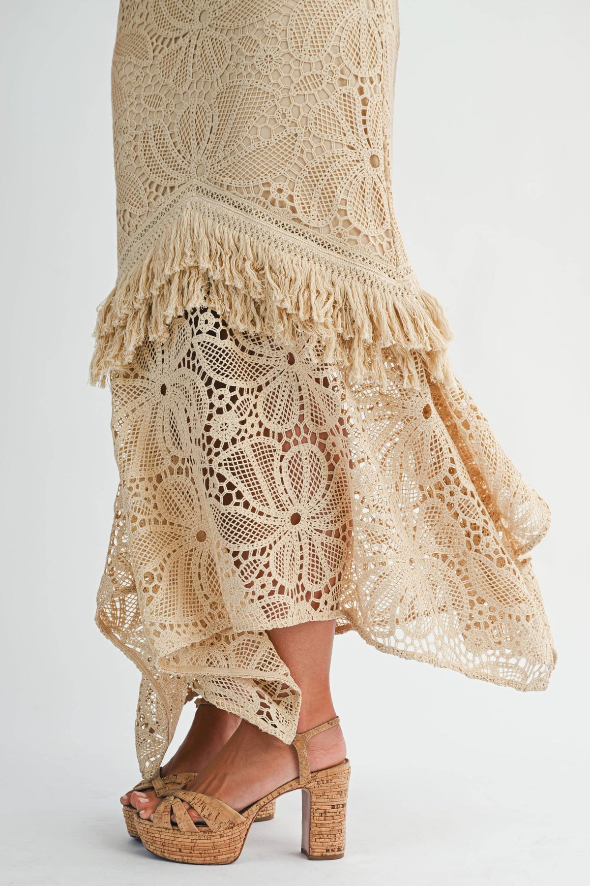 Handcrafted Crochet Fringe Maxi Dress