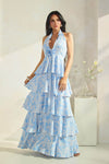 HALTER RUFFLE MAXI DRESS