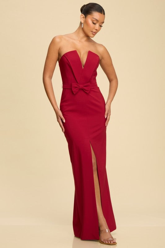 Deep veck maxi dress slit hoilday