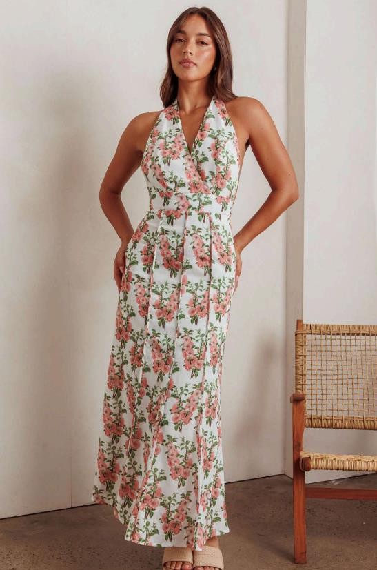 Halter Floral Maxi Dress
