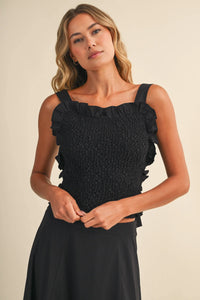 SMOCKING BACK TIED TOP AND A LINE MAXI SKIRT SET