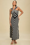 KNIT STRIP MAXI DRESS