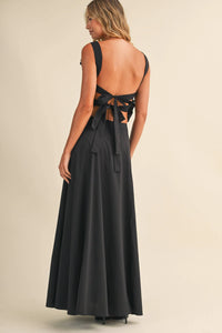 SMOCKING BACK TIED TOP AND A LINE MAXI SKIRT SET