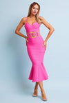 Bandage Belted Bodycon Midi Dress - PRIVILEGE 