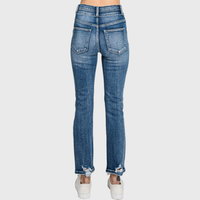 Destroyed Super High Rise Slim Straight Jeans — Medium Wash