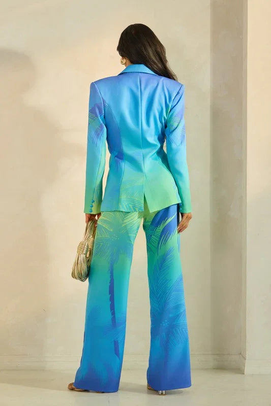 OMBRE WITH PALM TREE PRINT JACKET SET  - 2 PCS SET PRIVILEGE