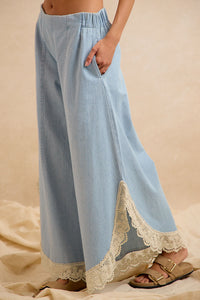 Wide Leg Crochet Lace with Tulip Hem Jeans
