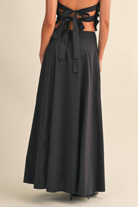 SMOCKING BACK TIED TOP AND A LINE MAXI SKIRT SET
