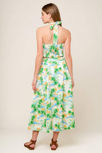 Ivory Green Halter Top & Skirt Set