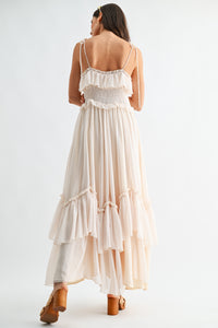 Tiered Chiffon Maxi Dress with Ruffle Detailing