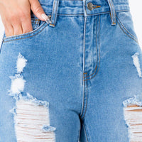 HIGH WAIST DISTRESSED BOYFRIEND JEANS-RJH20486