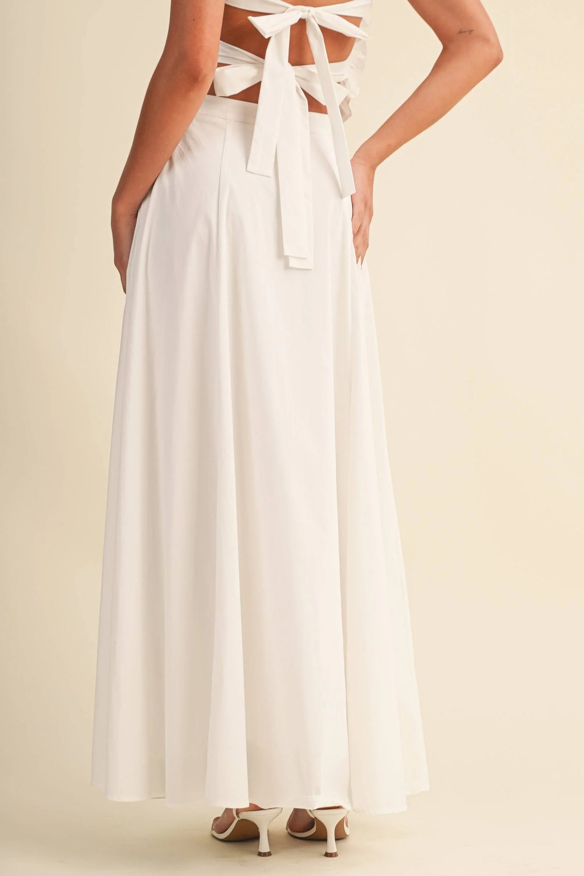 SMOCKING BACK TIED TOP AND A LINE MAXI SKIRT SET