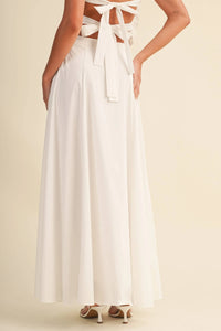 SMOCKING BACK TIED TOP AND A LINE MAXI SKIRT SET