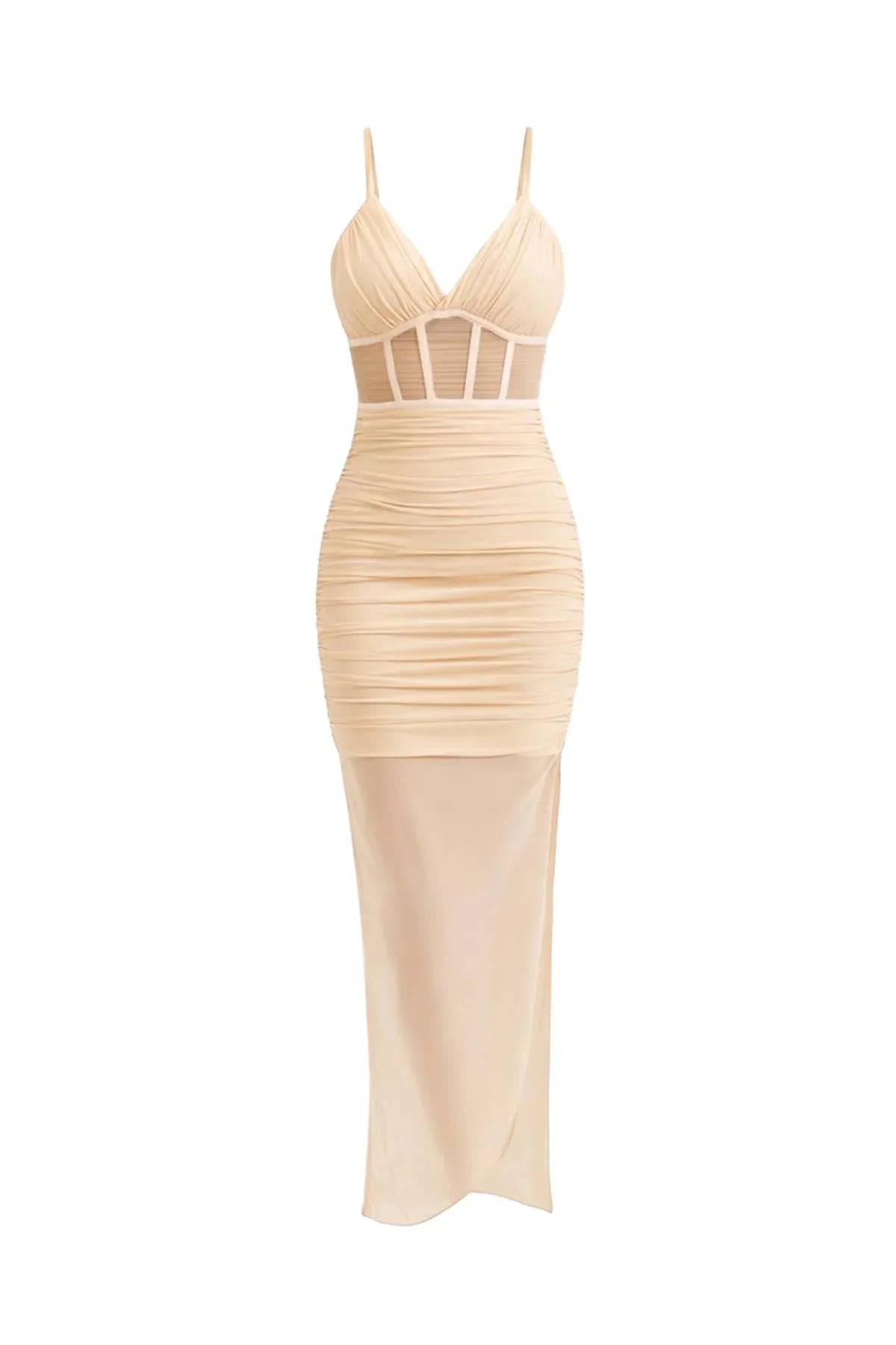 Bandage Mixed Mesh Bodycon Dress