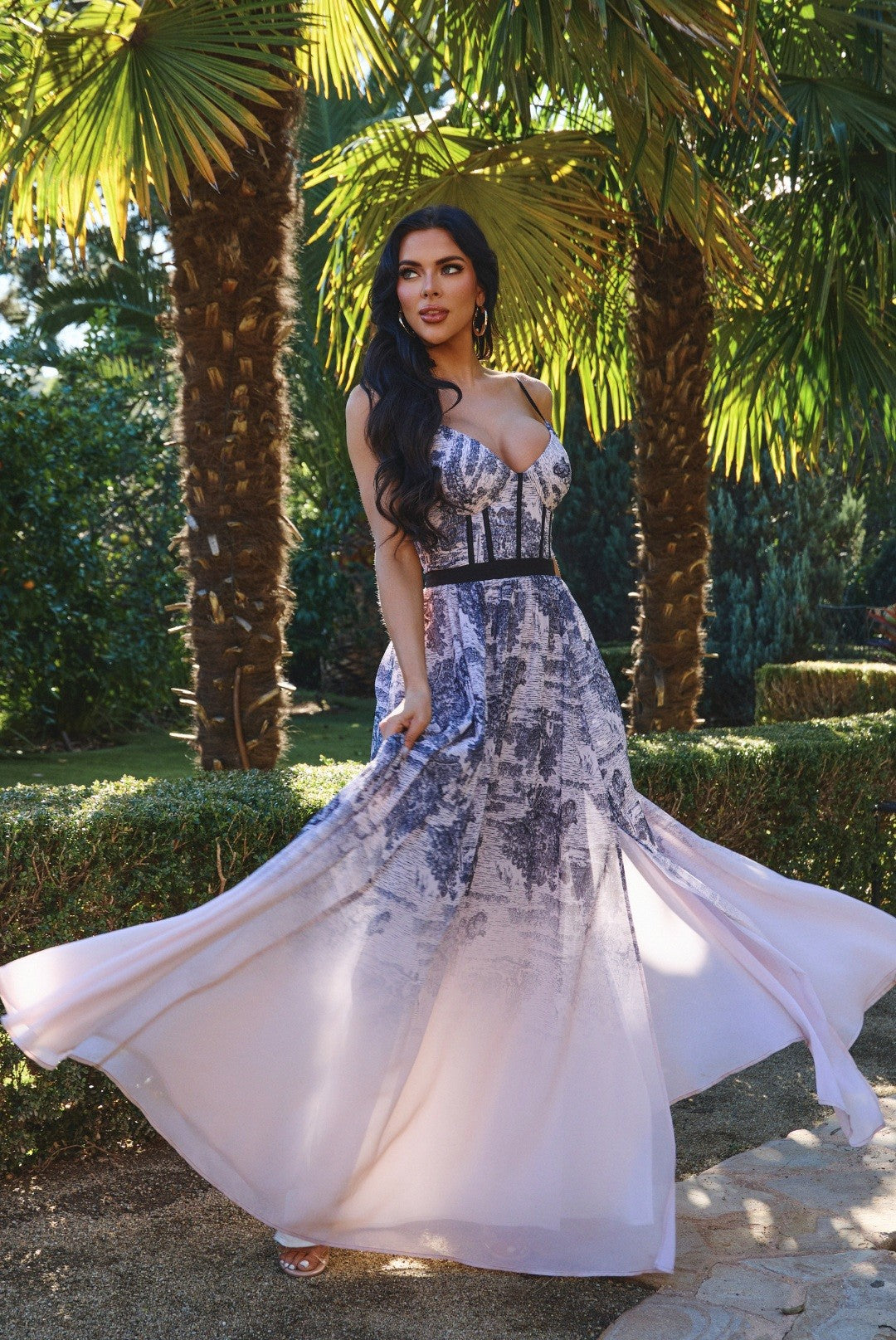 Printed Chiffon Bustier Maxi Dress – PRIVILEGE LARGE