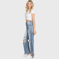 DISTRESSED HIGH RISE RIGID VINTAGE CROPPED FLARE