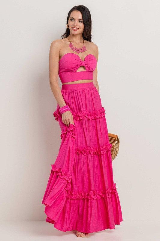SOLID MAXI SKIRT SET - PRIVILEGE 