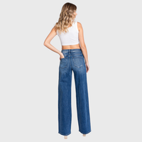 High Rise Comfort Stretch Wide Leg Jeans — Medium Dark Wash