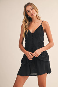 LINEN LAYERED TWO PIECE SET WITH FISHNET