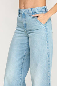 High Rise Trouser Wide Leg Jeans — Light Wash