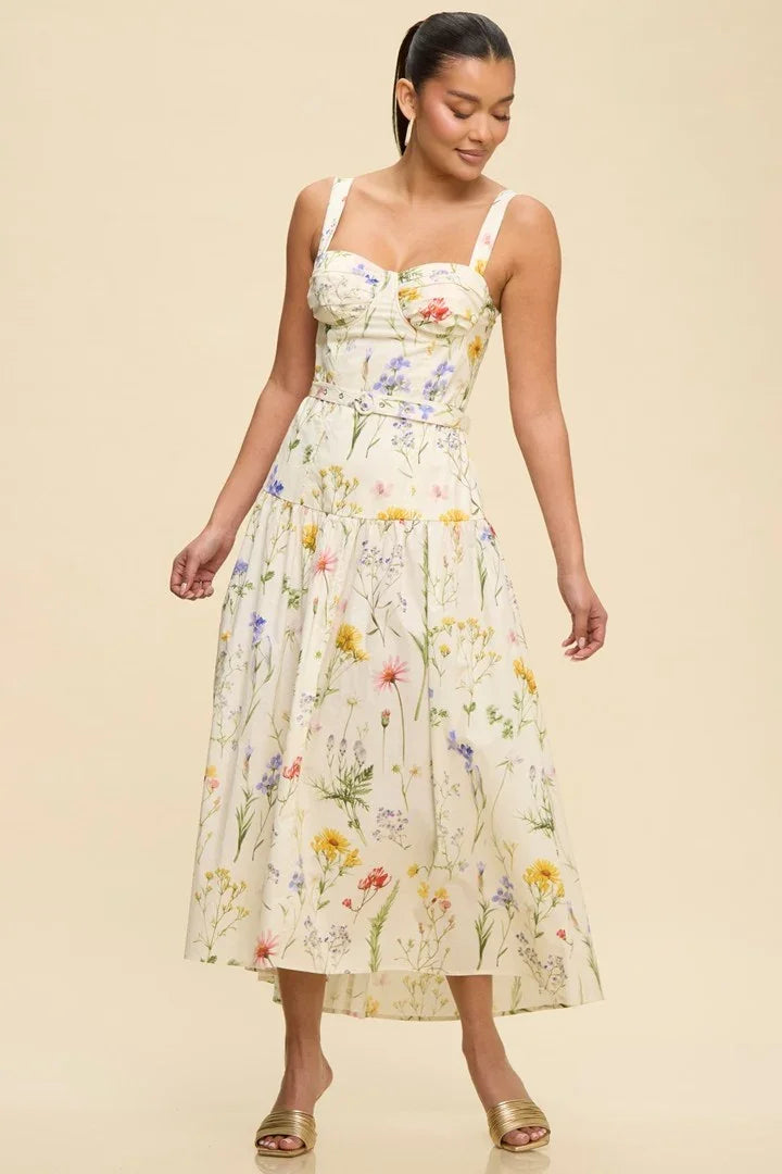 Garden Party Midi Belted Dress