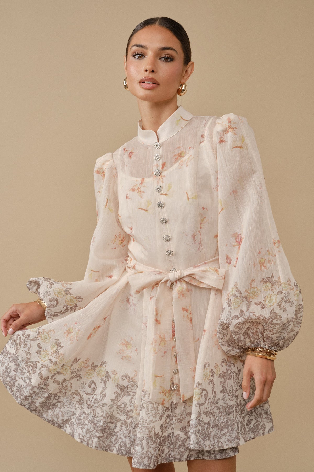 Ella Enchanted Floral & Baroque Mini Dress