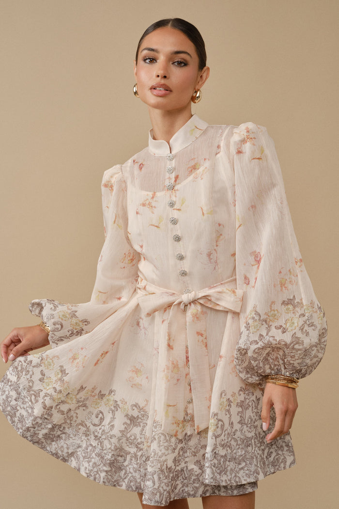 Ella Enchanted Floral & Baroque Mini Dress