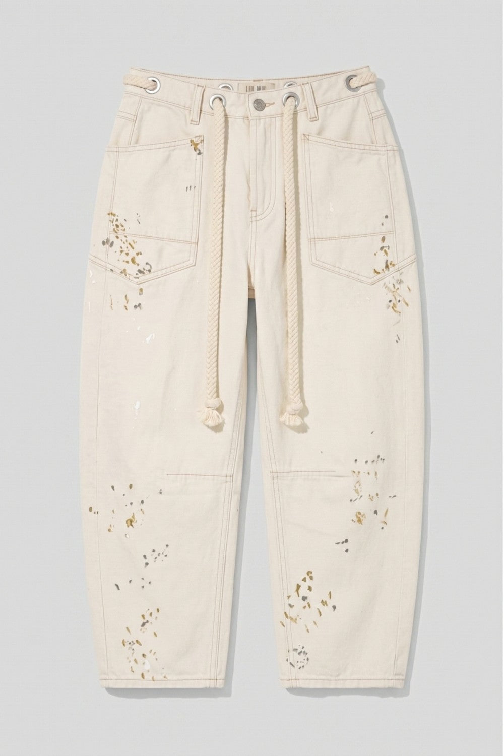 Utility Barrel Jeans With Paint Splatter