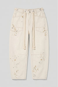 Utility Barrel Jeans With Paint Splatter