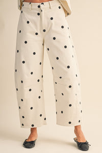 Polka Dot Strapless Peplum Top & Barrel Pants Set