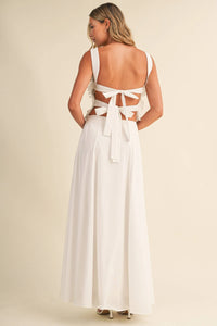 SMOCKING BACK TIED TOP AND A LINE MAXI SKIRT SET