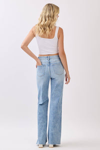 HIGH RISE STRETCH VINTAGE FLARE W/ RAW HEM JEANS