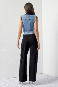 DENIM VEST WITH CARGO PANT TWO TONE SET PRIVILEGE