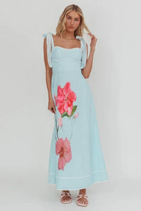 Tie Shoulder Floral Maxi Dress